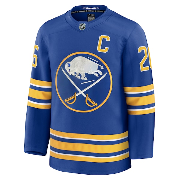 Rasmus Dahlin Buffalo Sabres Premium Jersey with Captain's Patch - Royal - Image 2