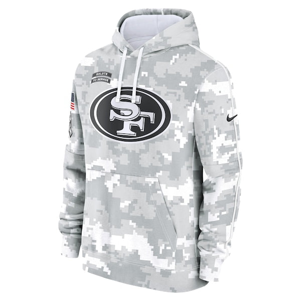 San Francisco 49ers Nike 2024 Salute to Service Club Fleece Pullover Hoodie - Arctic Camo - Image 2