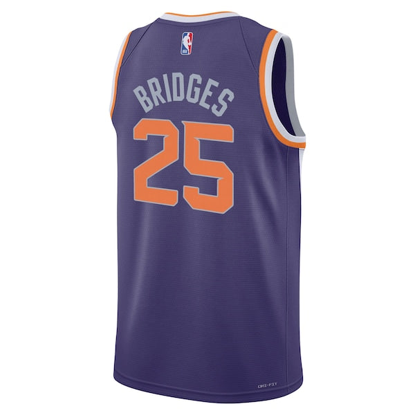 Mikal Bridges Phoenix Suns Nike Youth Swingman Jersey - Icon Edition - Purple/White - Image 4