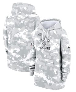 New Orleans Saints Nike Women's 2024 Salute To Service Club Fleece Pullover Hoodie - Arctic Camo