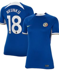 Alternative view of Christopher Nkunku Chelsea Nike Women's 2023/24 Home Stadium Replica Jersey - Blue/Navy