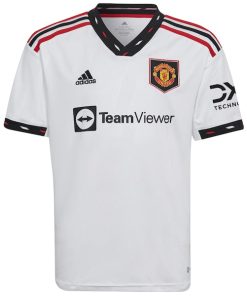 Alternative view of Manchester United adidas Youth 2022/23 Away Blank Replica Jersey - White