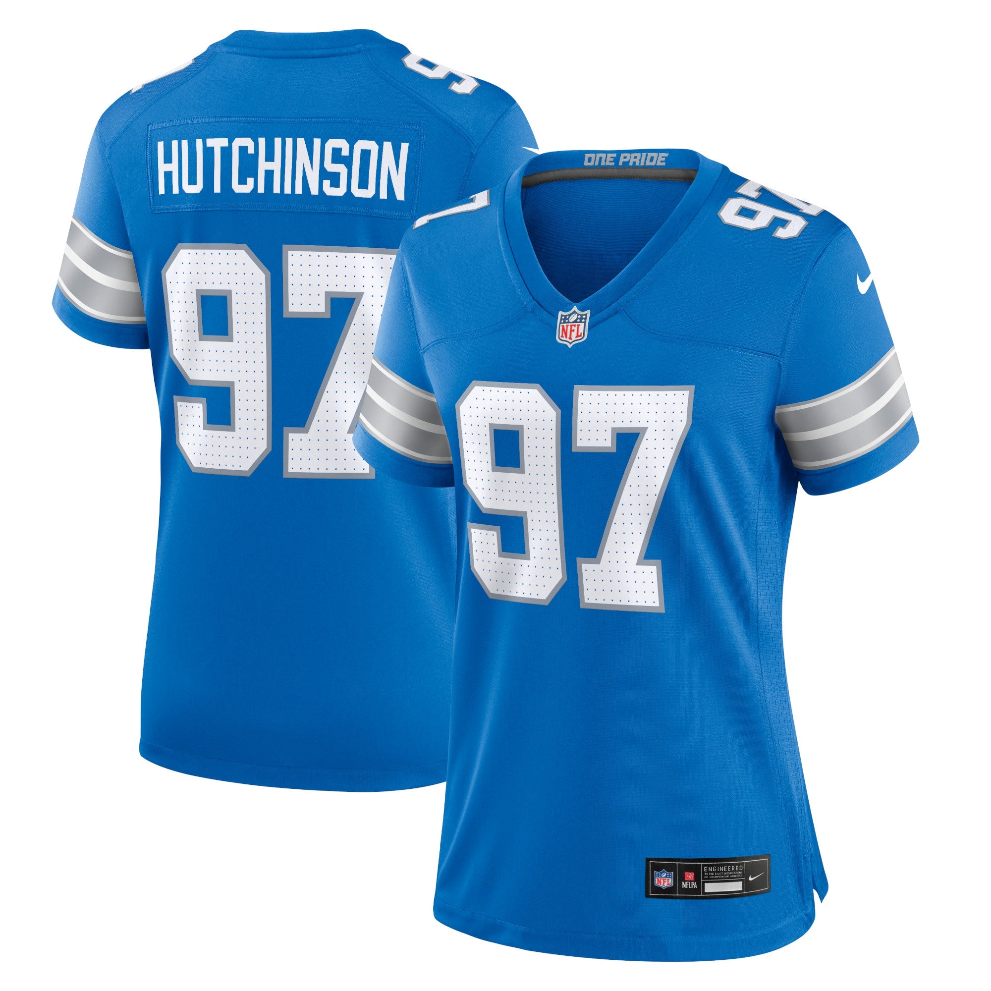 Aidan Hutchinson Detroit Lions Nike Women's 2nd Alternate Game Jersey - Black/Blue/White - Image 5