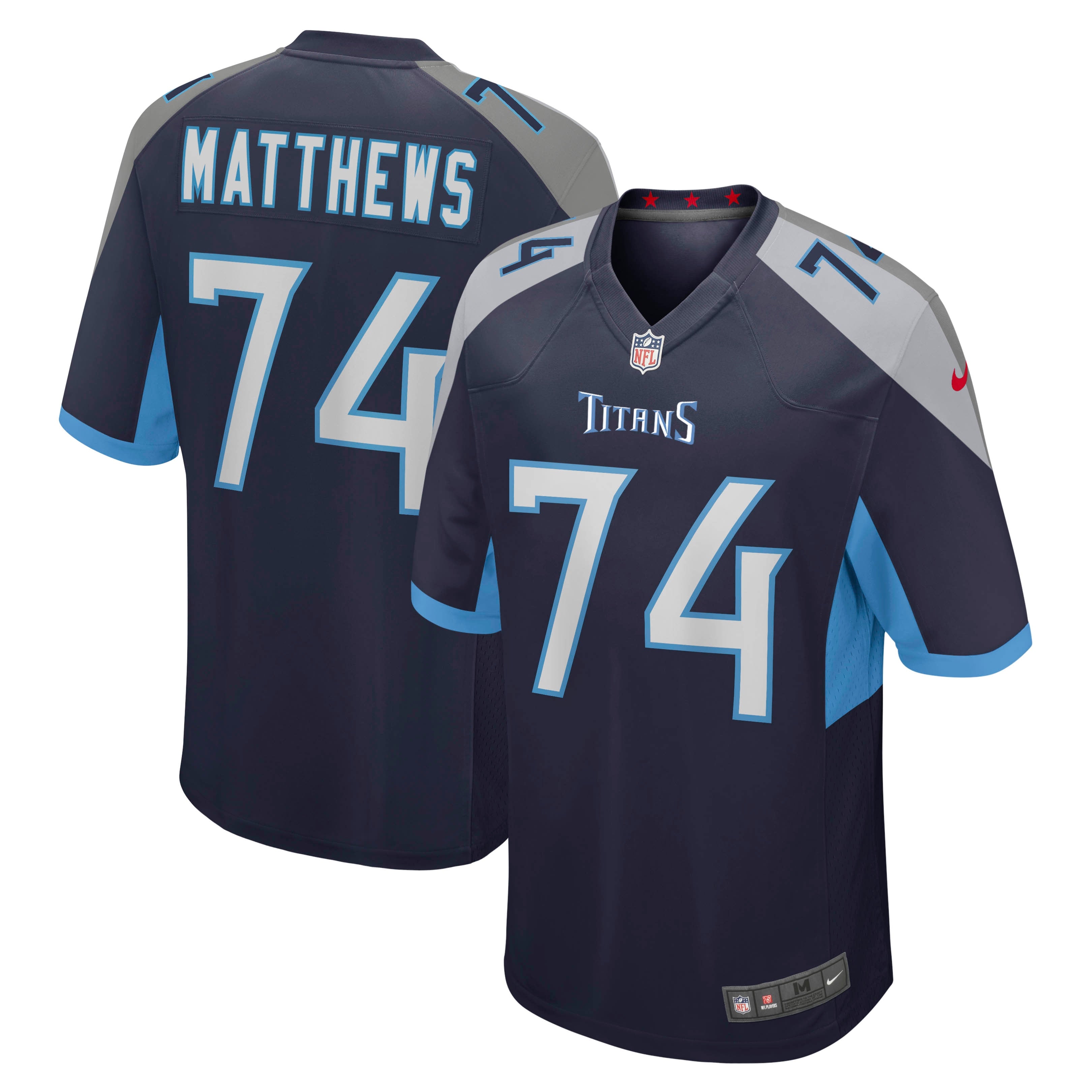 Bruce Matthews Tennessee Titans Nike Oilers Throwback Retired Player Game Jersey - Light Blue/Navy - Image 5