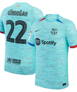 Ilkay G¨¹ndogan Barcelona Nike 2023/24 Third Authentic Jersey - Aqua/Royal/White