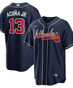 Alternative view of Ronald Acuna Jr. Atlanta Braves Nike Alternate Replica Player Name Jersey - Navy/White