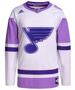 Alternative view of St. Louis Blues adidas Hockey Fights Cancer Primegreen Authentic Blank Practice Jersey - White/Purple