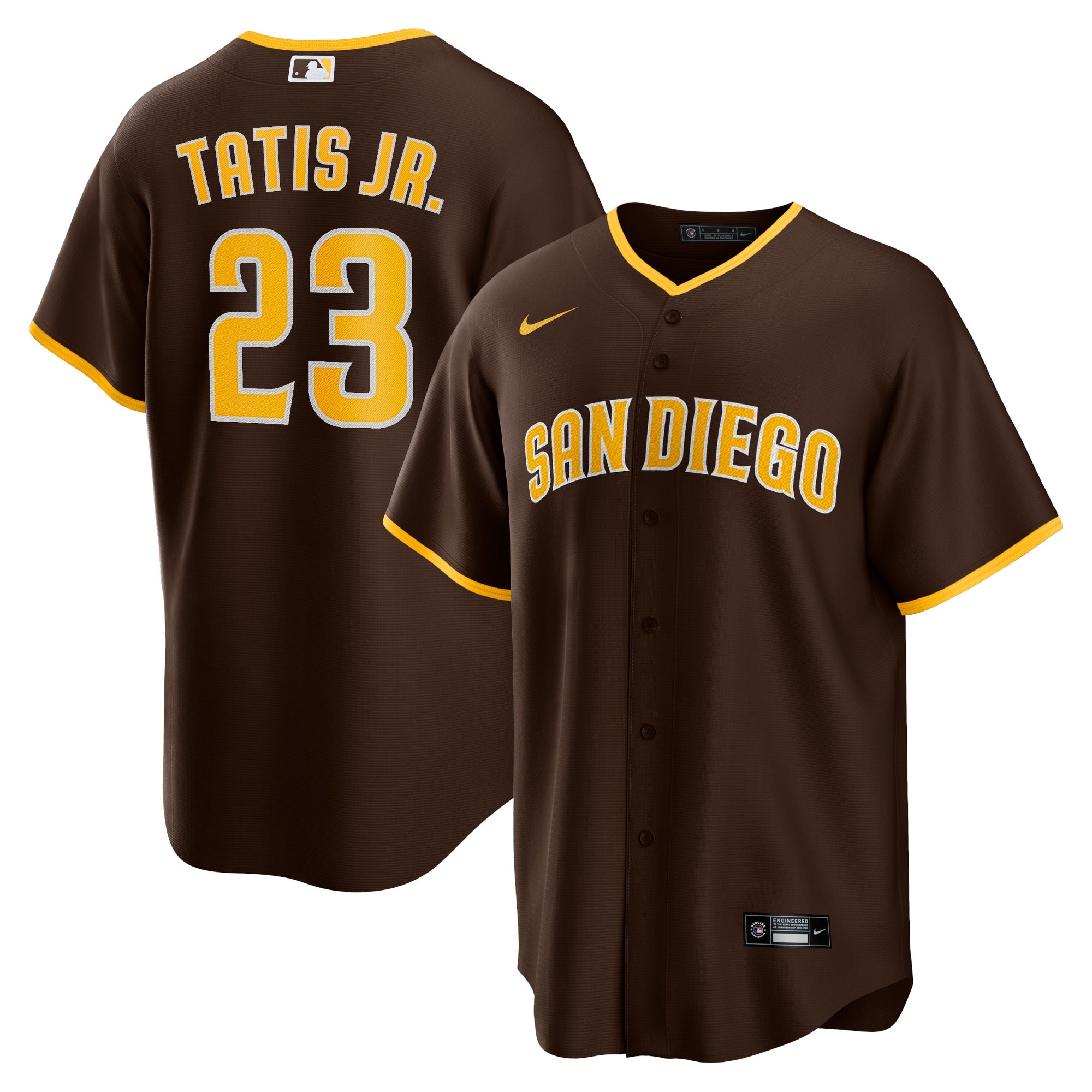 Fernando Tatis Jr. San Diego Padres Nike Alternate Replica Player Jersey - Tan/Brown/White - Image 2
