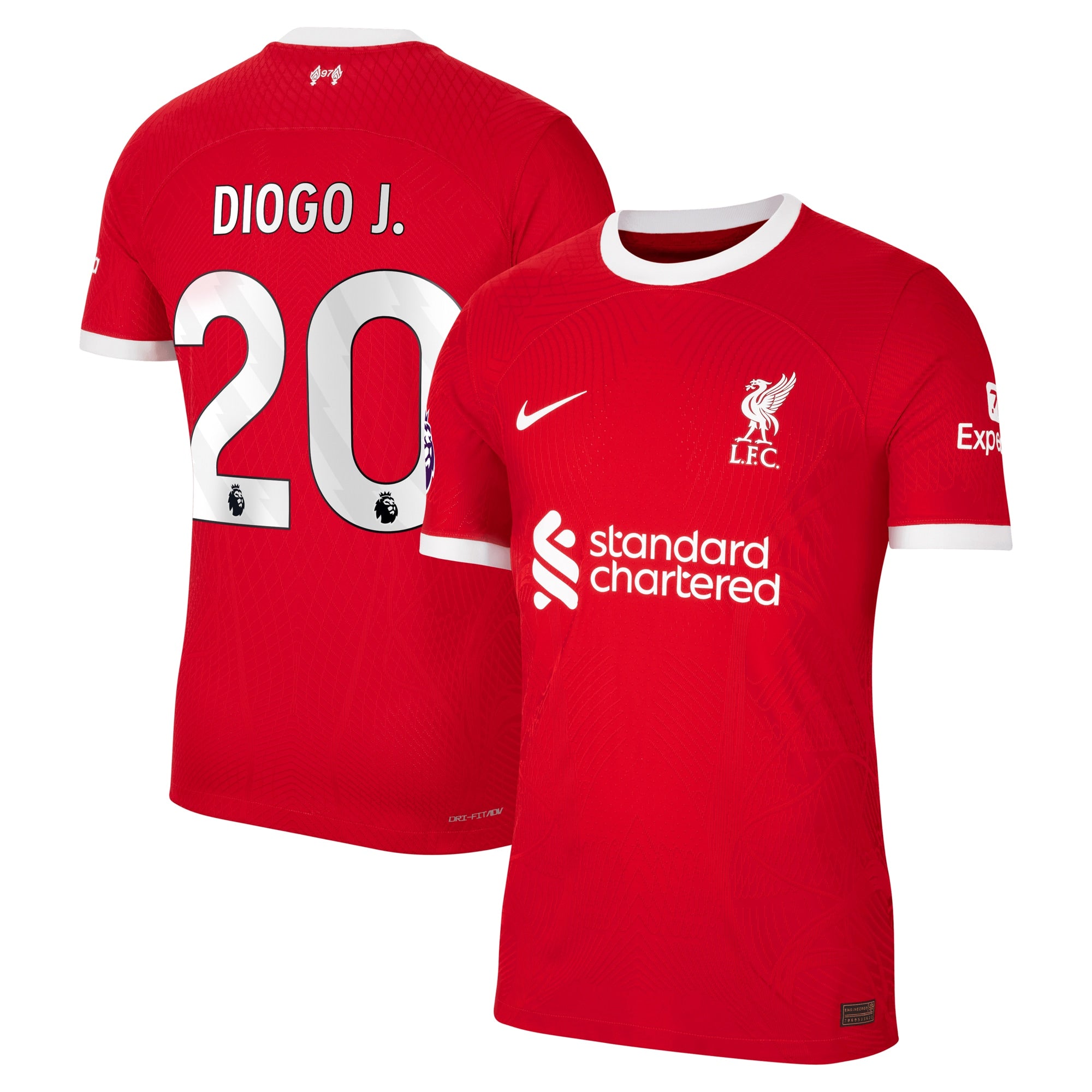 Diogo Jota Liverpool Nike 2023/24 Away Authentic Player Jersey - White/Red - Image 6