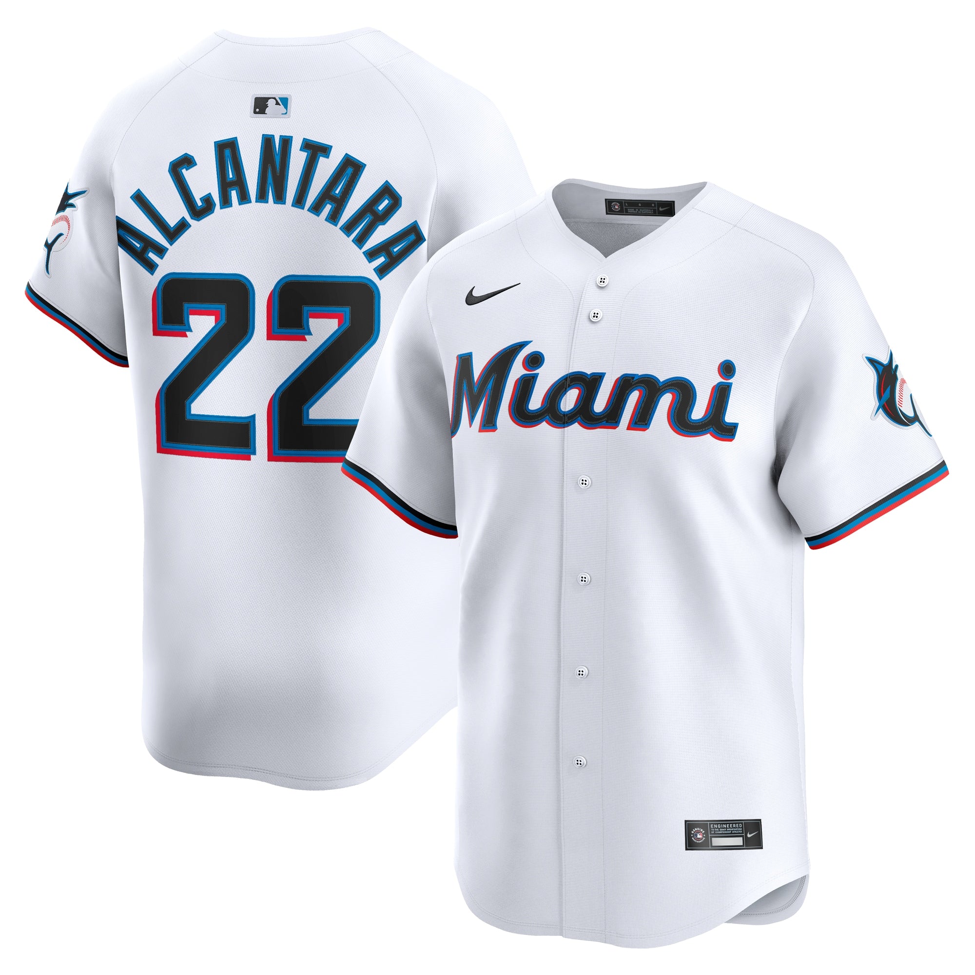Sandy Alcantara Miami Marlins Nike Alternate Limited Player Jersey - Black/White - Image 4