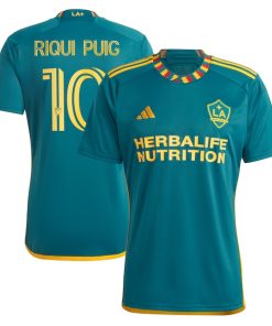 Alternative view of Riqui Puig LA Galaxy adidas 2024 LA Kit Replica Player Jersey - Green/White