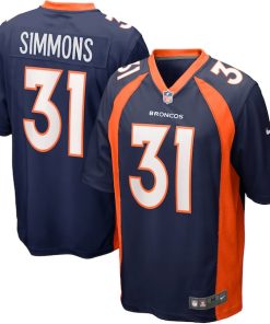 Alternative view of Justin Simmons Denver Broncos Nike Alternate Game Jersey - Navy/Orange