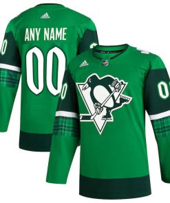 Pittsburgh Penguins adidas St. Patrick's Day Authentic Custom Jersey - Kelly Green