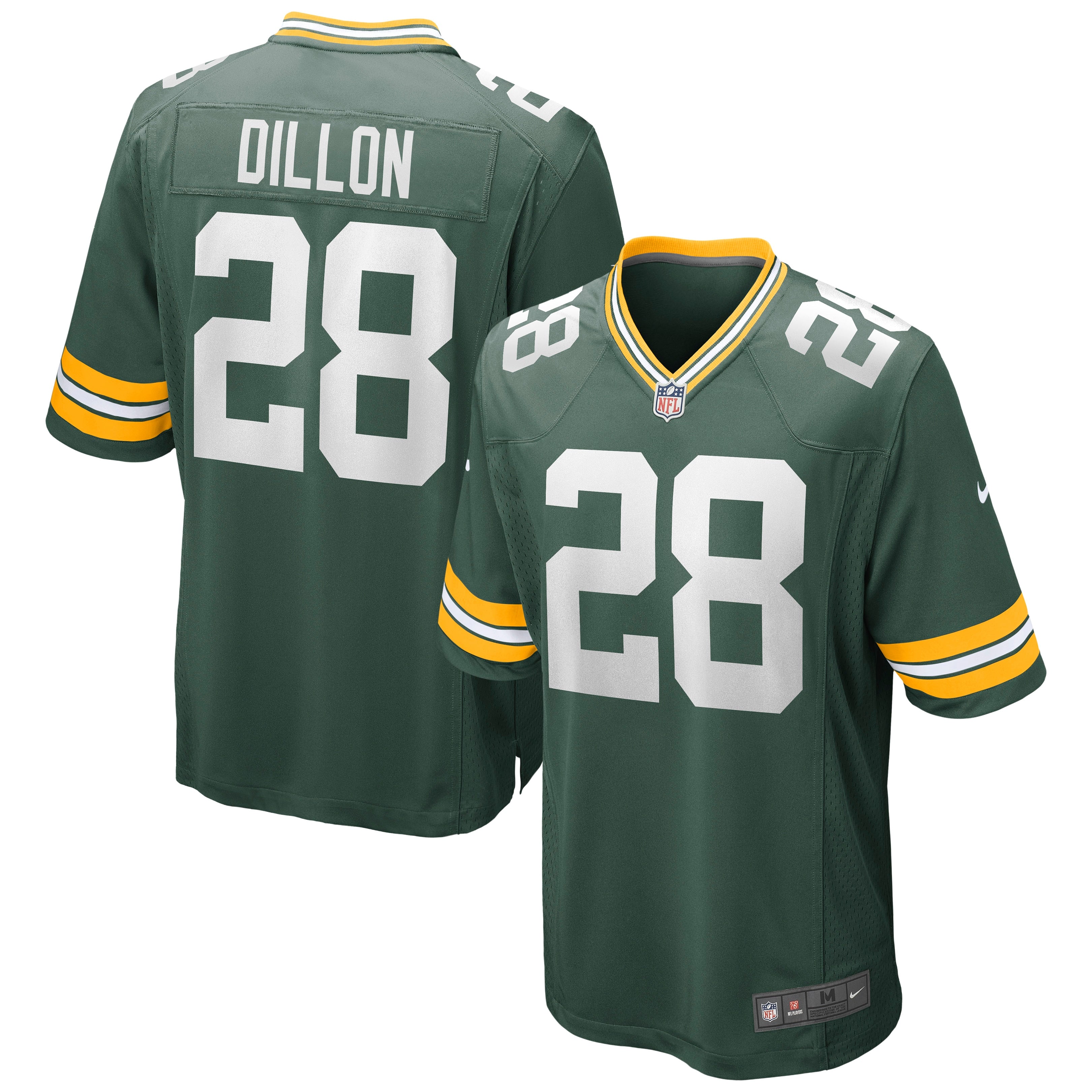 AJ Dillon Green Bay Packers Nike Game Player Jersey - White/Green - Image 2
