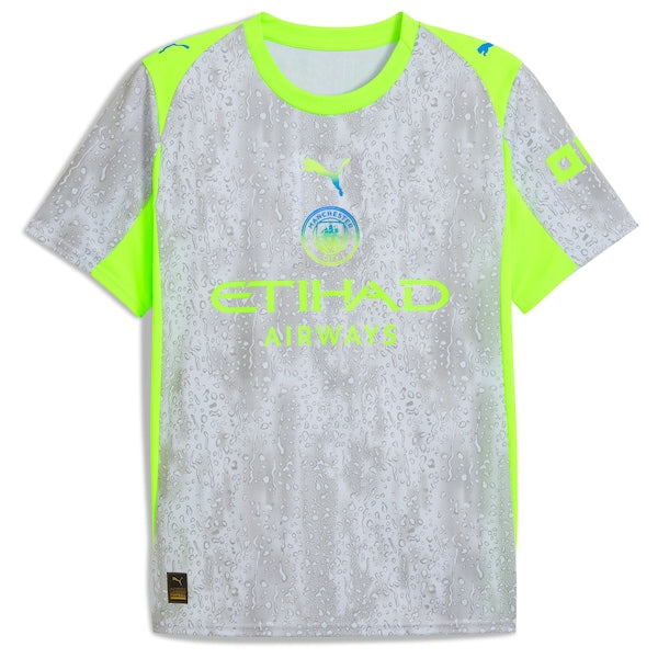 Manchester City Puma 2025/26 Third Replica Jersey - Gray/Neon Green/Light Blue/Black/Green - Image 3