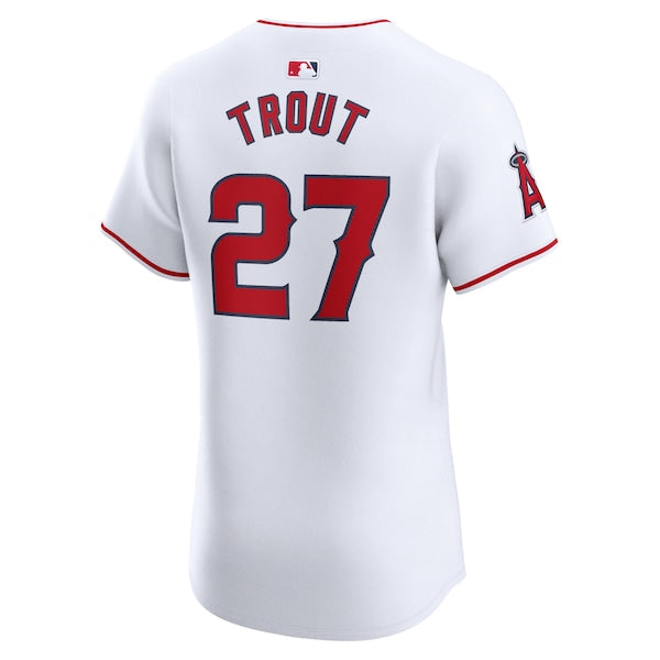 Mike Trout Los Angeles Angels Nike Home Elite Player Jersey - White - Image 3