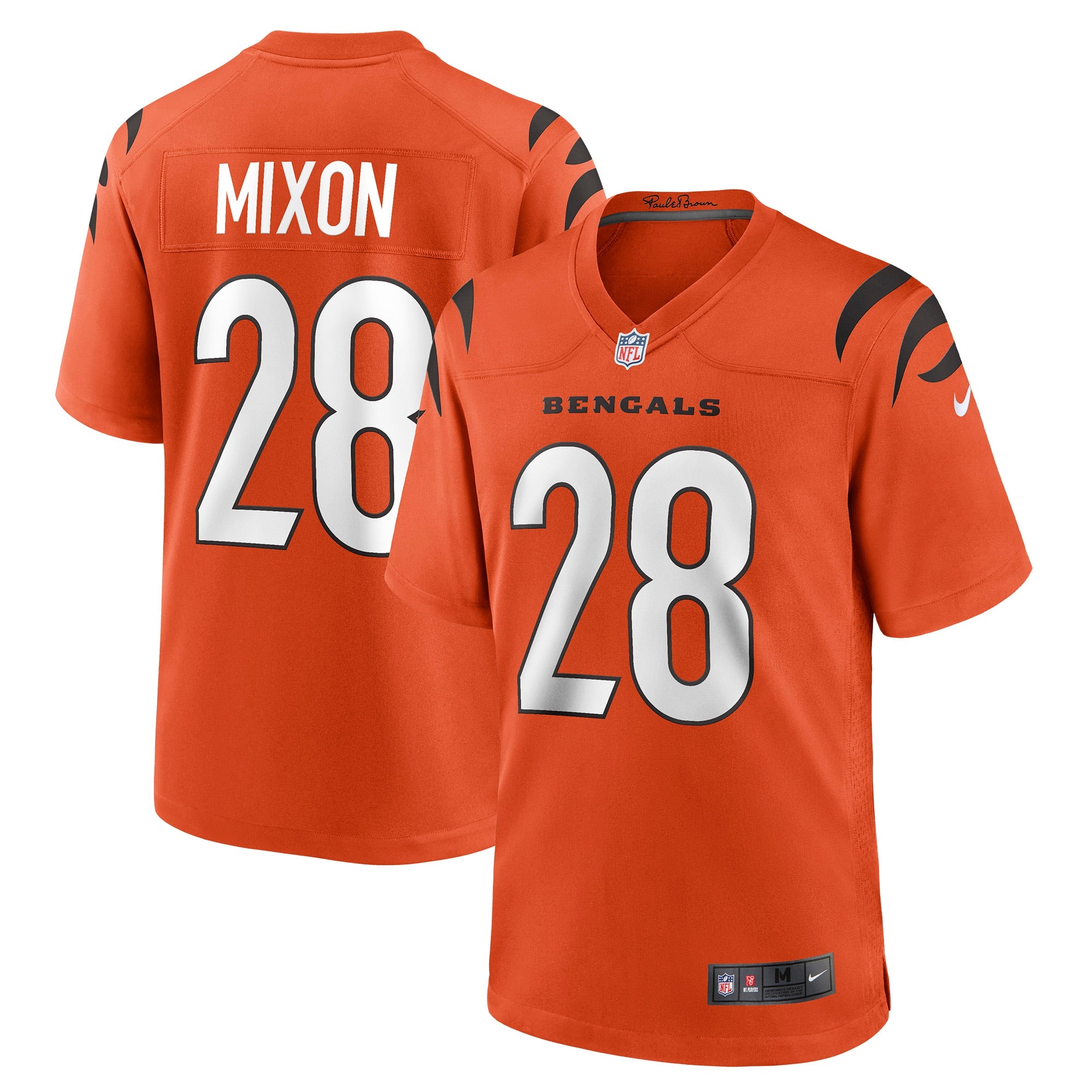 Joe Mixon Cincinnati Bengals Nike Away Game Player Jersey - White/Orange - Image 5