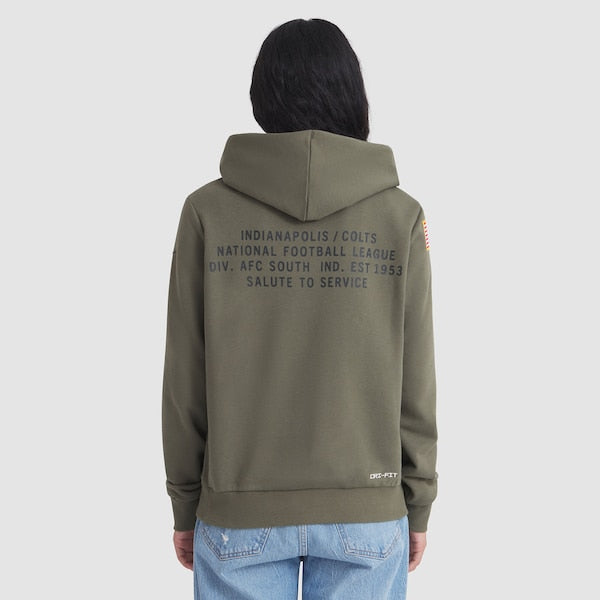 Indianapolis Colts Nike Women's 2025 Salute to Service Sideline Standard Issue Dri-FIT Hoodie - Olive - Image 2