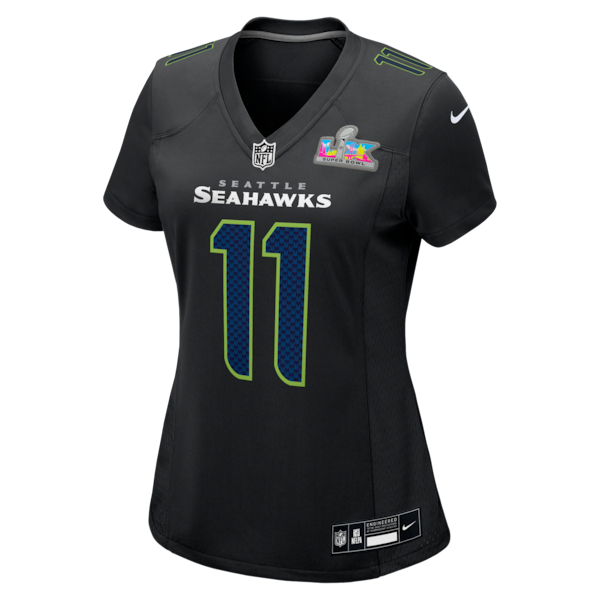 Women's Seattle Seahawks Jaxon Smith-Njigba Nike Black Super Bowl LX Patch Carbon Fashion Game Jersey/White - Image 3