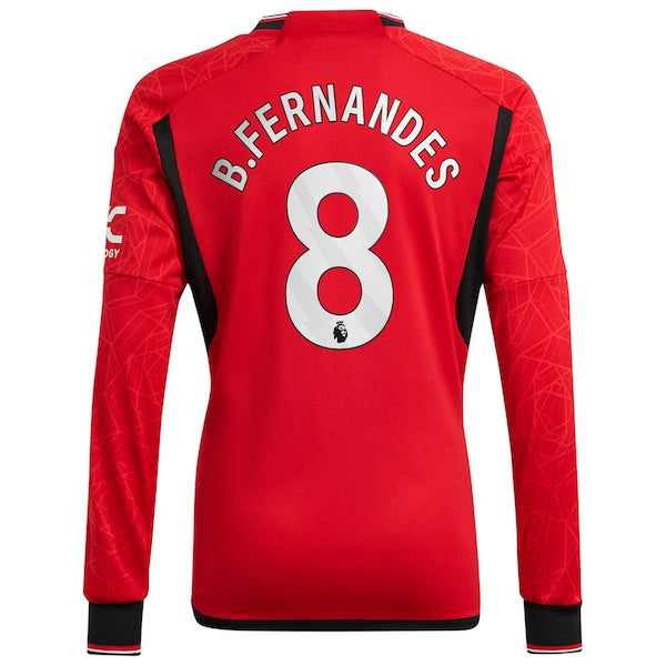 Bruno Fernandes Manchester United adidas 2023/24 Home Replica Long Sleeve Player Jersey - Red - Image 3