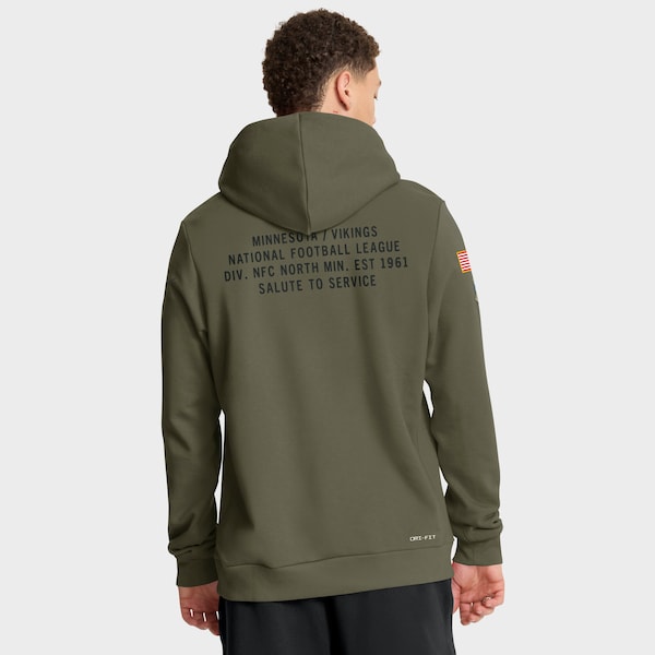 Minnesota Vikings Nike 2025 Salute to Service Sideline Standard Issue Dri-FIT Hoodie - Olive - Image 2