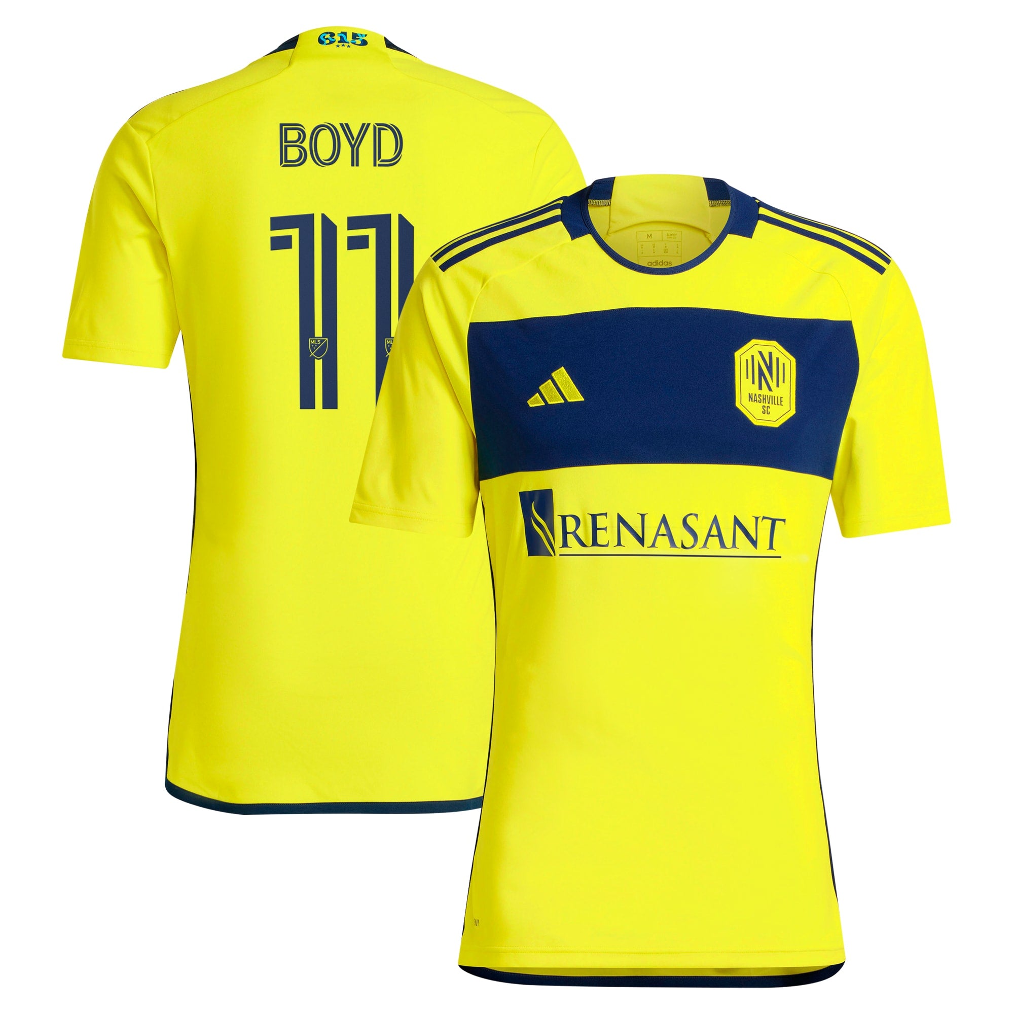 Tyler Boyd Nashville SC adidas 2024 Man In Black Kit Replica Player Jersey - Black/Yellow - Image 5