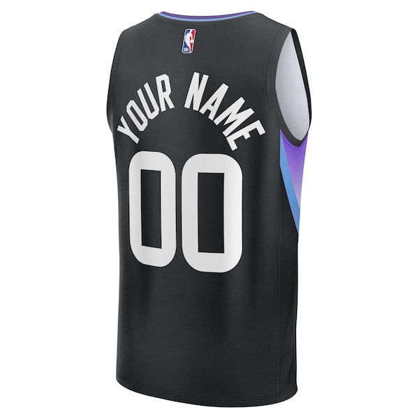 Utah Jazz Youth Fast Break Custom Replica Jersey - Black - Statement Edition - Image 3