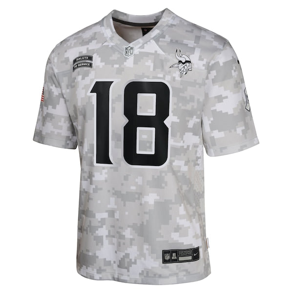 Justin Jefferson Minnesota Vikings Nike Youth 2024 Salute to Service Game Jersey - Arctic Camo - Image 4