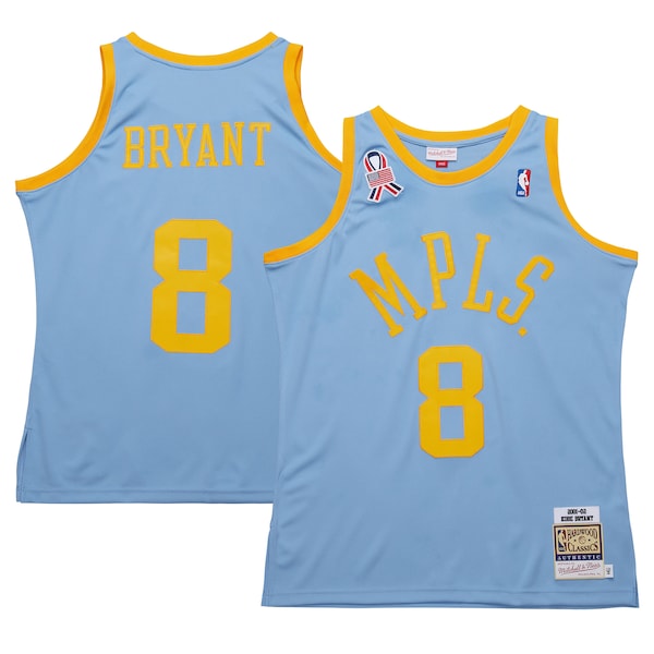 Men's Los Angeles Lakers Kobe Bryant Powder Blue 2001/02 Hardwood Classics Authentic Player Jersey