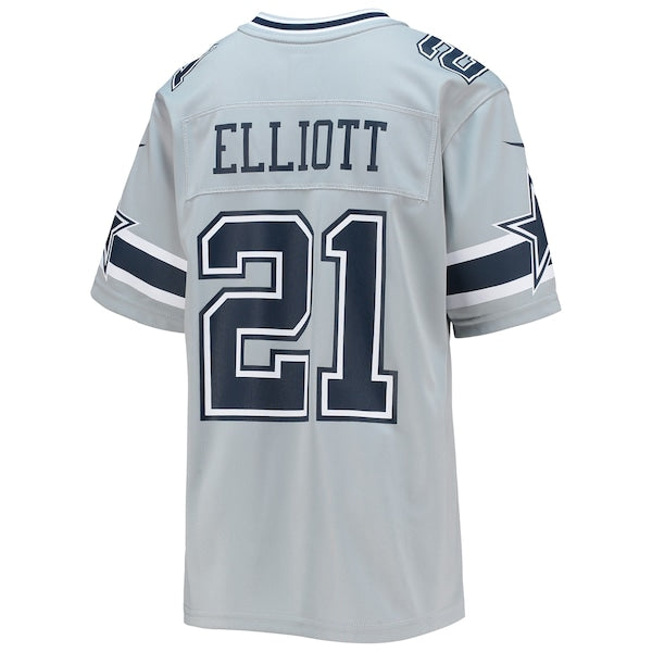 Ezekiel Elliott Dallas Cowboys Nike Youth Inverted Team Game Jersey - Silver - Image 3