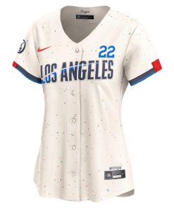 Alternative view of Clayton Kershaw Los Angeles Dodgers Nike Women's 2024 City Connect Limited Player Jersey - Cream