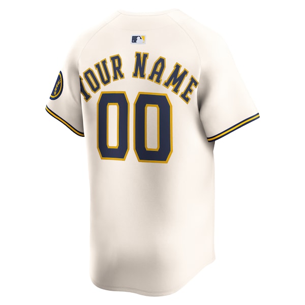 Milwaukee Brewers Nike Home Limited Custom Jersey - Cream - Image 3