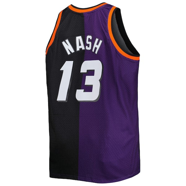 Steve Nash Phoenix Suns Big & Tall Hardwood Classics 1996/97 Split Swingman Jersey - Purple/Black - Image 3