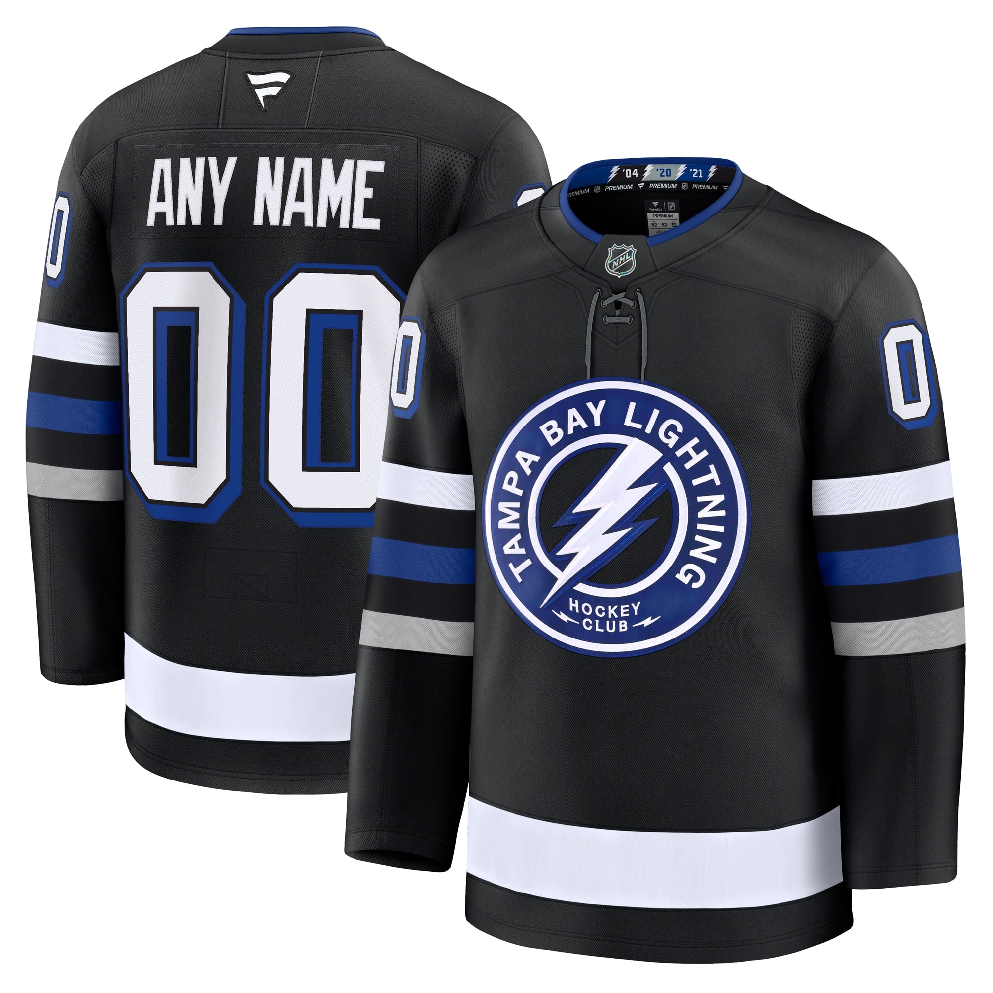 Tampa Bay Lightning Away Premium Custom Jersey - White/Black/Blue - Image 8