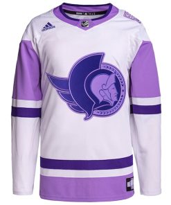 Alternative view of Ottawa Senators adidas Hockey Fights Cancer Primegreen Authentic Custom Jersey - White/Purple