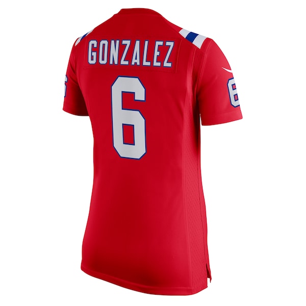 Christian Gonzalez New England Patriots Nike Women's Alternate Team Game Jersey - Red/Navy/White - Image 4