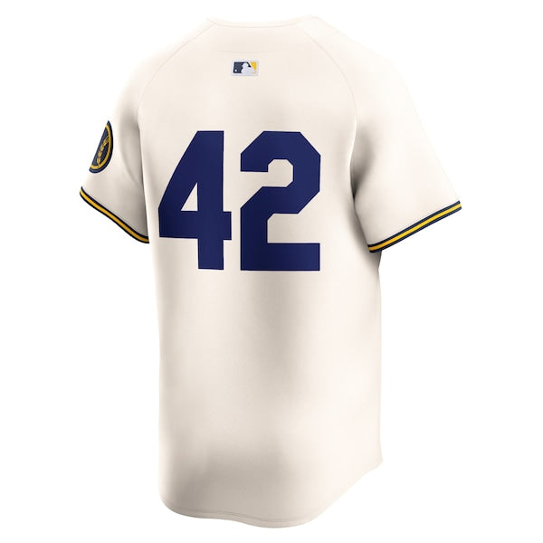 Milwaukee Brewers Nike 2024 Jackie Robinson Day Home Limited Jersey?ยจC Cream - Image 3