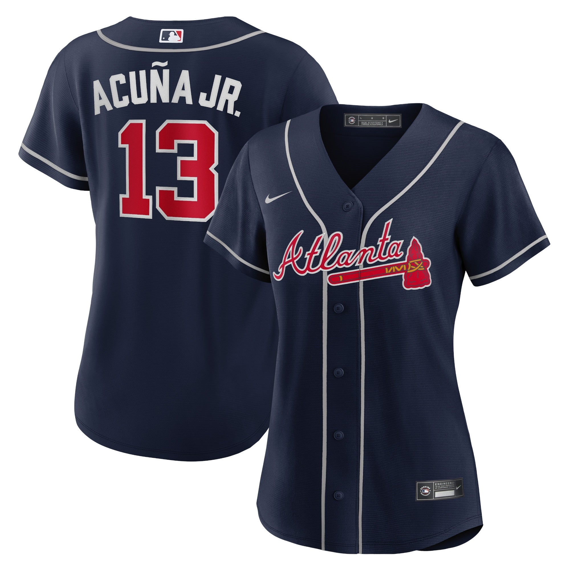 Ronald Acuna Jr. Atlanta Braves Nike Women's Home Replica Player Jersey - White/Navy - Image 6