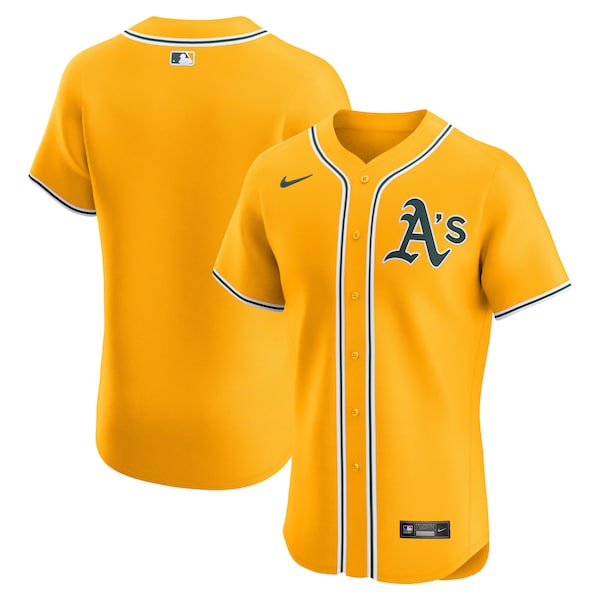 Athletics Nike Alternate 2 Elite Jersey - Gold/Kelly Green/White - Image 2