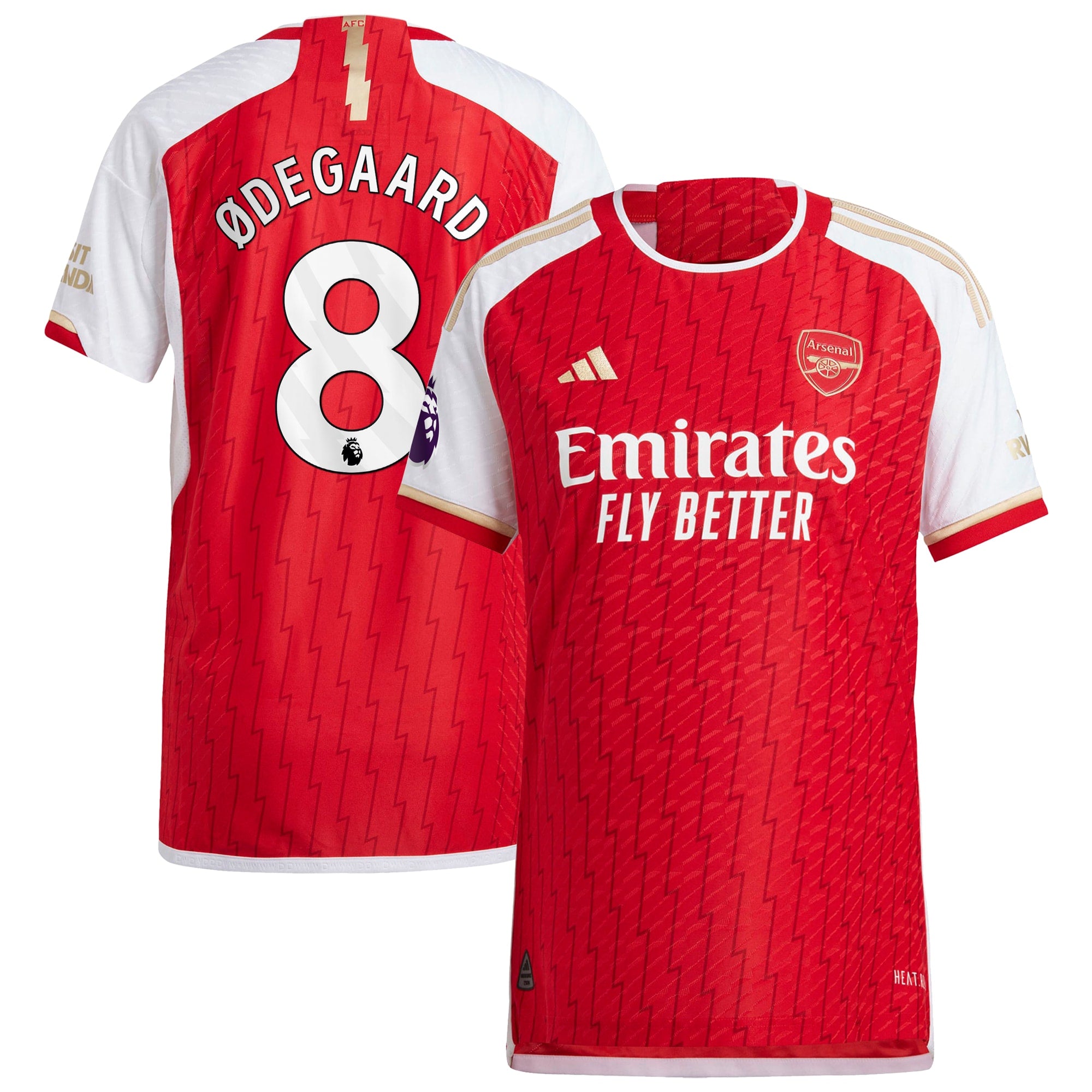 Martin Odegaard Arsenal adidas 2023/24 Away Authentic Player Jersey - Yellow/Red - Image 6
