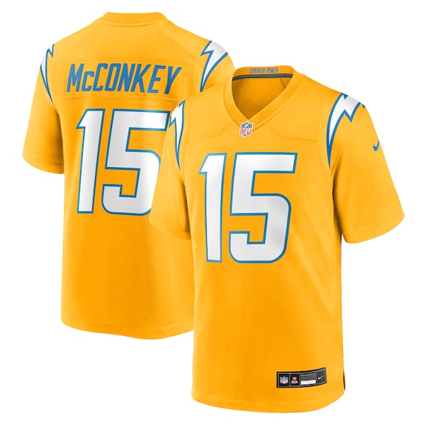 Ladd McConkey Los Angeles Chargers Nike Alternate Charger Power Game Player Jersey - Gold/Powder Blue/Navy - Image 6