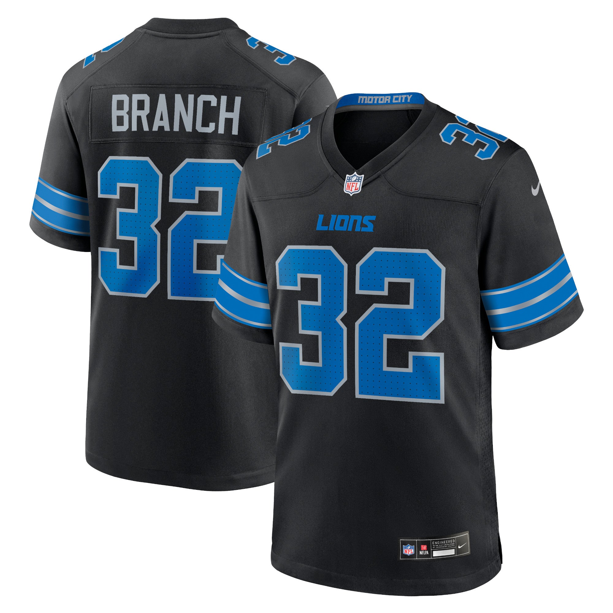 Brian Branch Detroit Lions Nike Game Jersey - Blue/Black - Image 5
