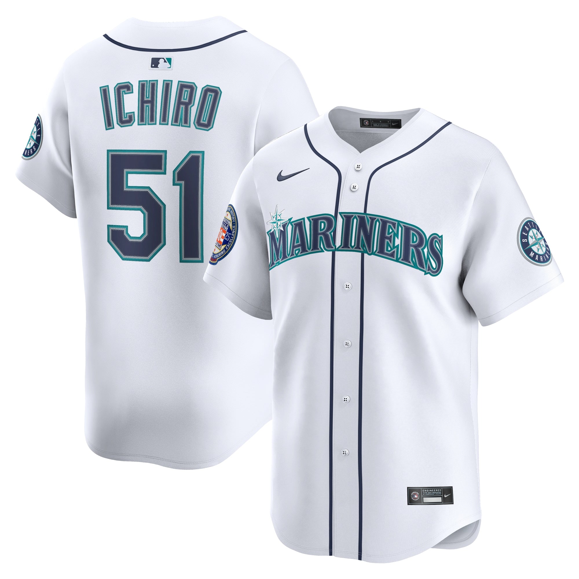 Ichiro Suzuki Seattle Mariners Nike 2025 National Baseball Hall of Fame Nike Alternate Limited Player Jersey - Aqua/White - Image 5