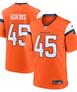 Alternative view of Nate Adkins Denver Broncos Nike Team Game Jersey -  Orange