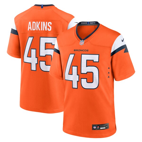 Nate Adkins Denver Broncos Nike Team Game Jersey - Orange - Image 2
