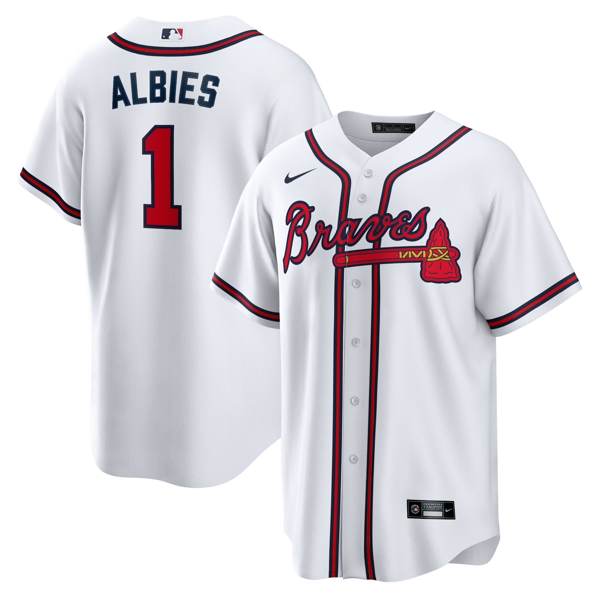 Ozzie Albies Atlanta Braves Nike Alternate Replica Player Name Jersey - Navy/Red/White - Image 8