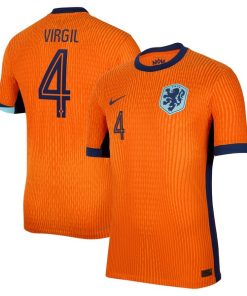 Alternative view of Virgil van Dijk Netherlands National Team Nike 2024 Home Authentic Jersey - Orange