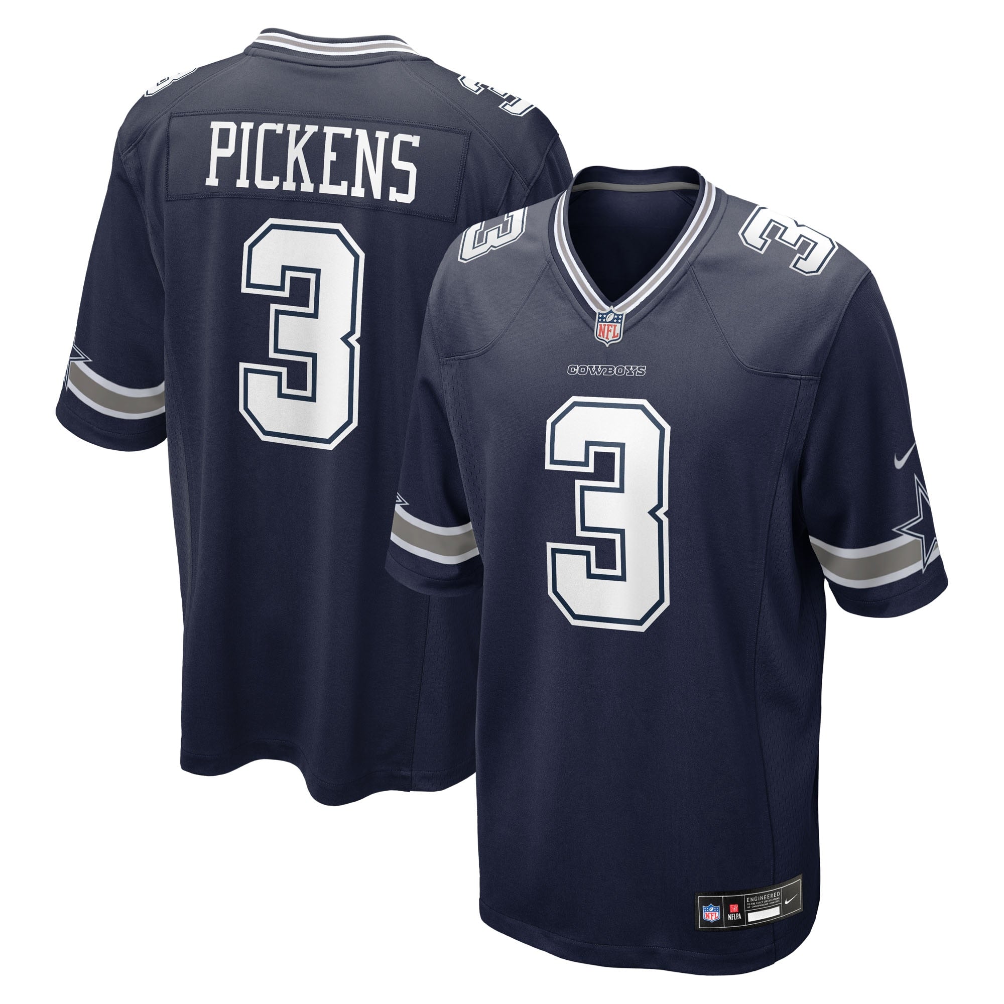 George Pickens Dallas Cowboys Nike Game Jersey - White/Navy - Image 3