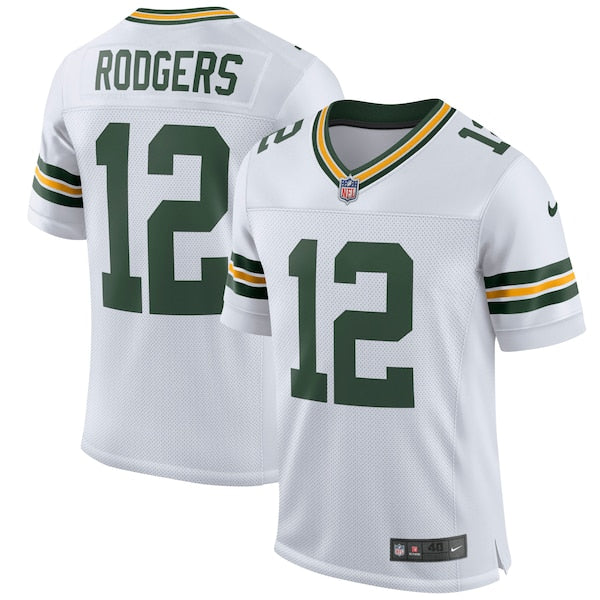 Aaron Rodgers Green Bay Packers Nike Classic Elite Player Jersey - White/Green - Image 2