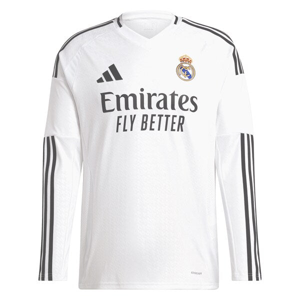 Los Merengues adidas 2024/25 Home Replica Custom Long Sleeve Jersey - White - Image 3